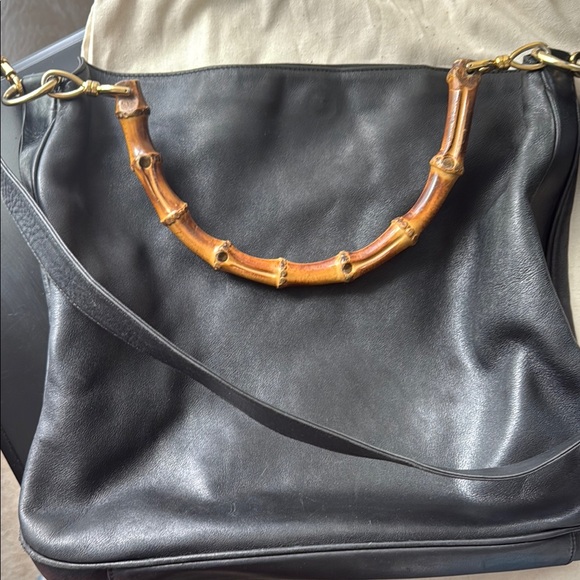 Black Vintage Gucci Leather Bag with Bamboo Handle - Picture 1 of 4